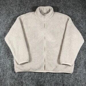 PINK Victoria's Secret Jacket Womens XL Gray‎ Sherpa Fleece Full Zip Cozy